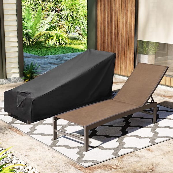 Crestlive Products 2-Piece Aluminum Outdoor Chaise Lounge in Brown with Black Covers