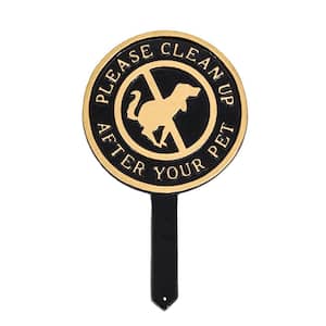 Please Clean Up After Your Pet Statement Plaque with 4.5 in. Lawn Stake - Black/Gold