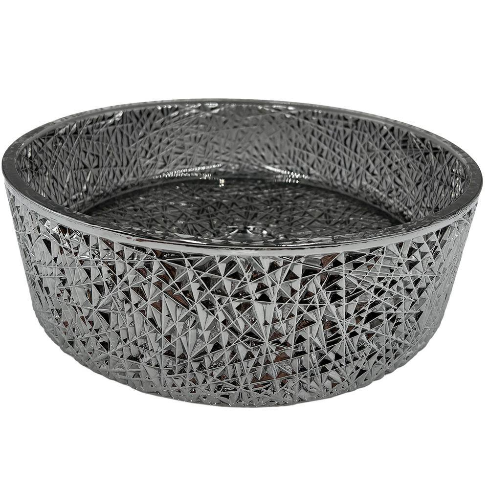 Light Black Textured Glass Circular Bathroom Vessel Sink