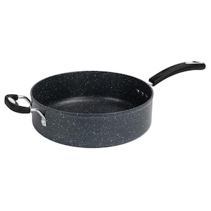 All-In-One Stone 5.3 qt. Aluminum Ceramic Nonstick Sauce Pan in Anthracite Gray with Glass Lid