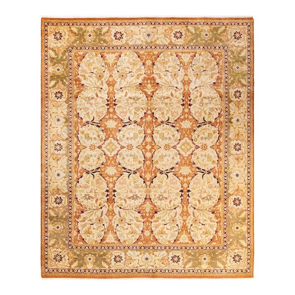 Mogul Brown 8 x 10 Oriental Wool Indoor Area Rug