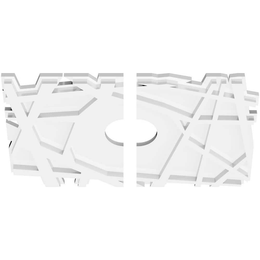 White Geometric PVC Two-Piece Ceiling Medallion, 18" x 12"