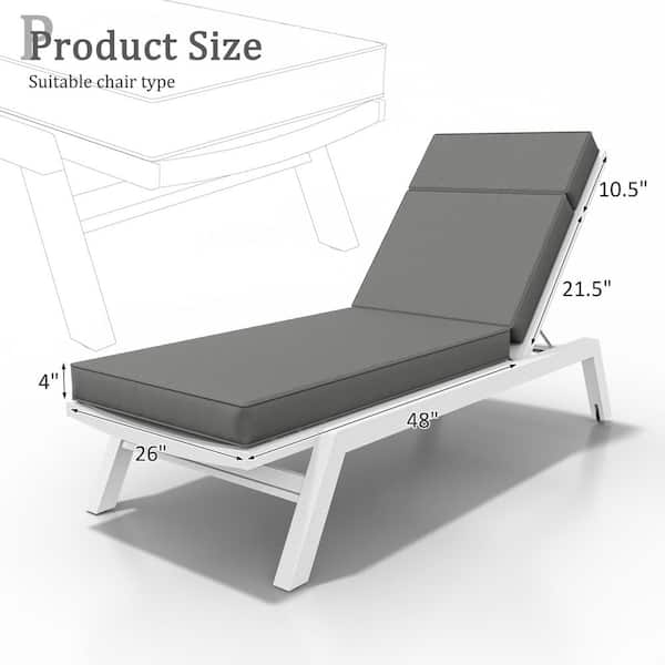 80 in. x 26 in. x 4 in. Premium Waterproof Chaise Lounge Cushion, All-Weather Replacement for Outdoor Chairs Light Grey