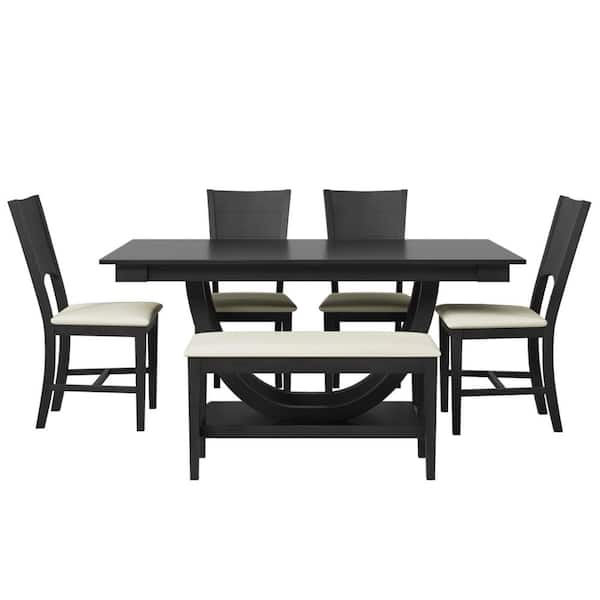 Dining table half bench best sale half chairs