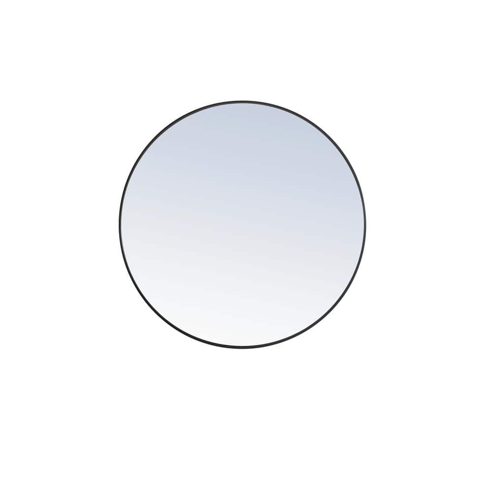Large Round Black Modern Mirror (42 in. H x 42 in. W)