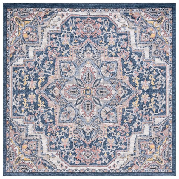 Astoria 7 ft. x 7 ft. Blue/Beige Multi Color Medallion Square Area Rug
