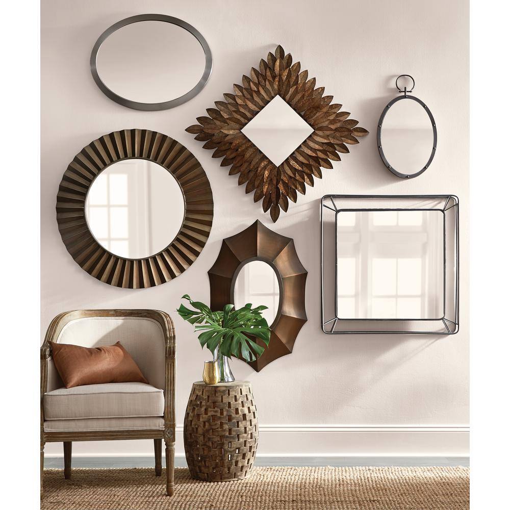 Brushed Nickel Oval Wall Mirror with Silver Frame