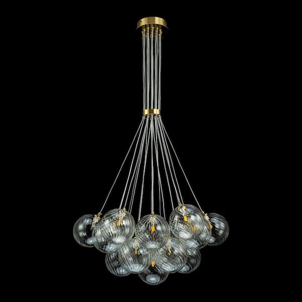 RRTYO Bolton 19-Light Brass Modern Bubble Cluster, Sputnik Globe