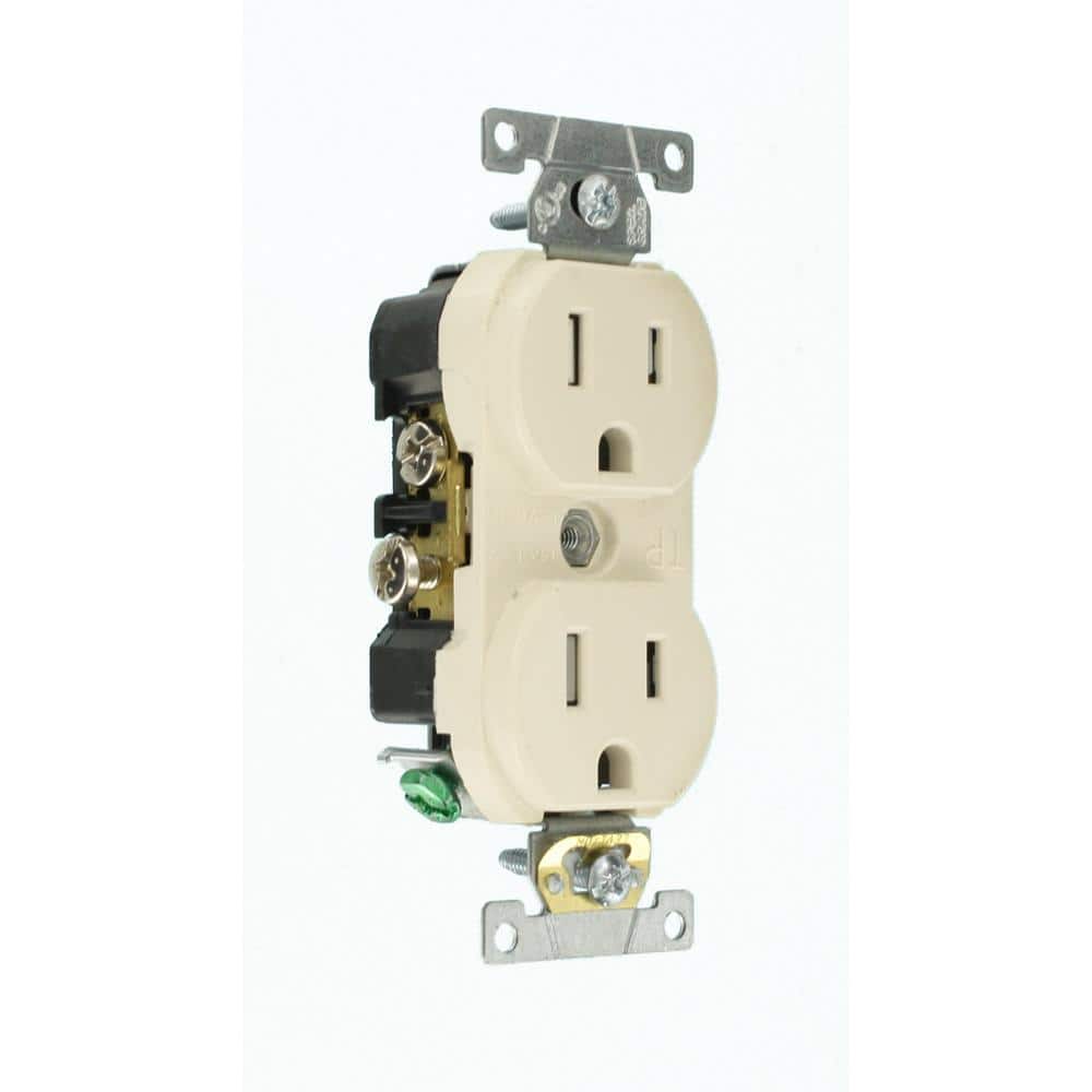 Light Almond Tamper Resistant Duplex Receptacle with Wall Plate