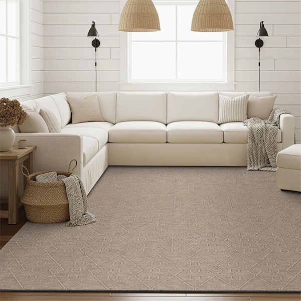 Alma Brown 9 ft. x 12 ft. Geometric Machine Washable Indoor Area Rug