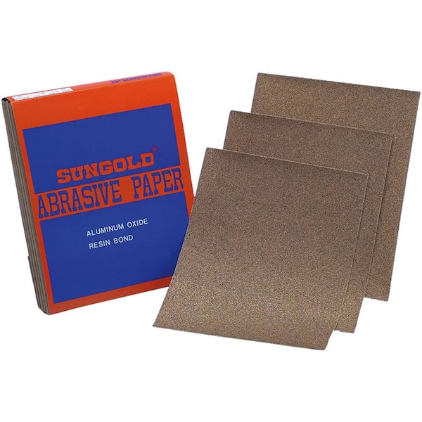 Sungold Abrasives 9 in. W x 11 in. L 100-Grit Medium Aluminum Oxide Sanding Sheet Sandpaper (100-Pack)