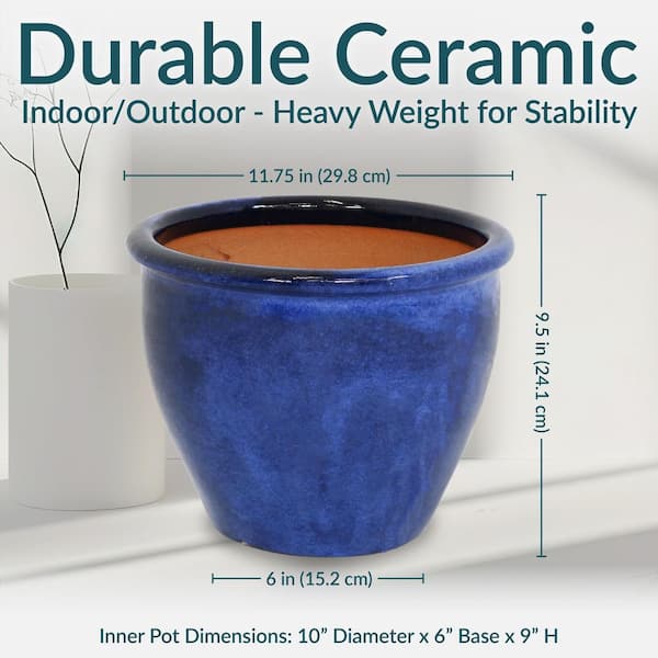 Sunnydaze Chalet Indoor/Outdoor Planter - 12 in. - Imperial Blue