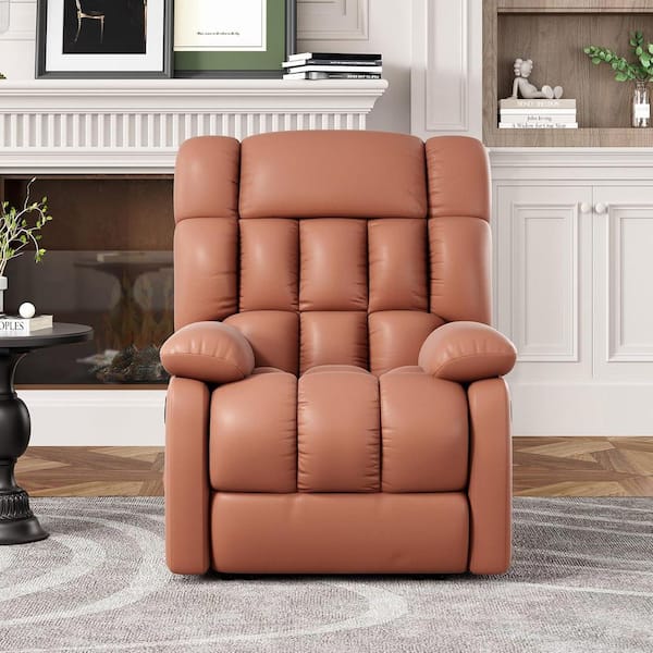 Brown Recliner with Side Pocket, Ergonomic, Recliner Sofa for Living Room