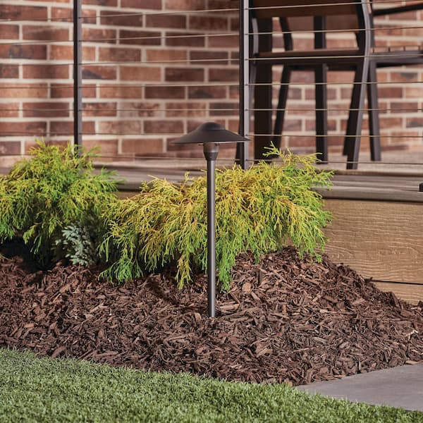 Low Voltage 8 in. Textured Black Hardwired Weather Resistant Dome Path Light with No Bulbs Included