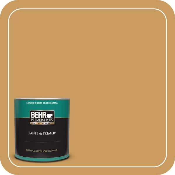 BEHR PREMIUM PLUS 1 qt. #M280-6 Solid Gold Semi-Gloss Enamel Exterior Paint & Primer