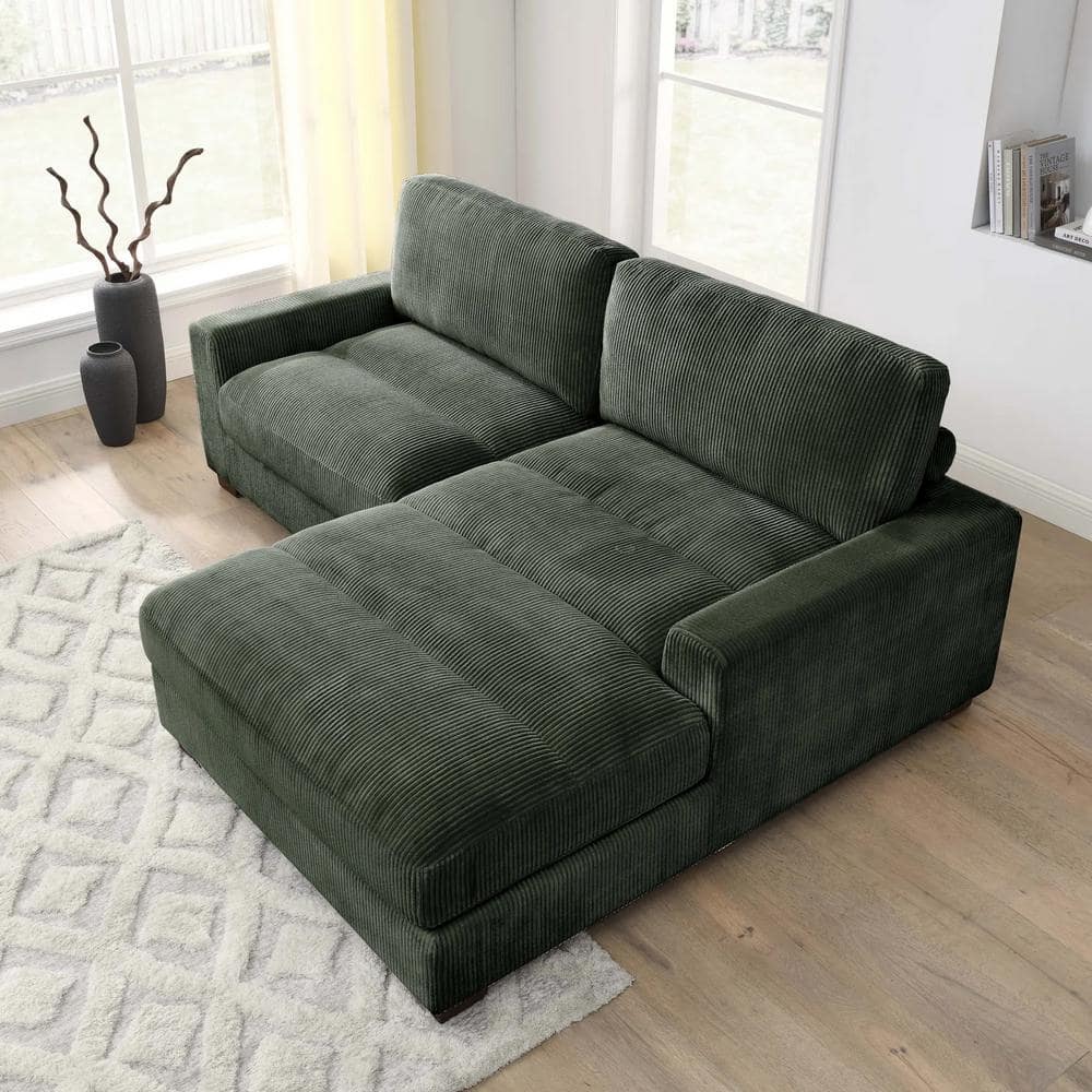 Monland 90 in. Wide Square Arm Polyester Corduroy LShaped Sofa