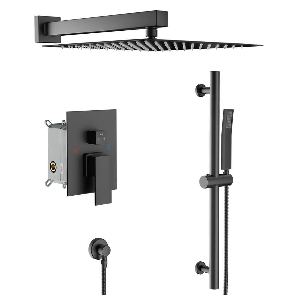 2-Spray Patterns with 1.8 GPM 10 in. Wall Mount Dual Shower Heads in Black price history on PriceWatchPro