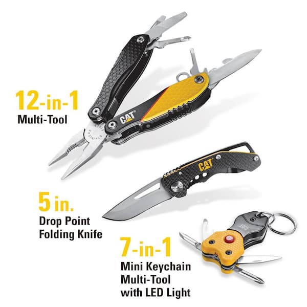CAT 12-in-1 Multi-Tool, Knife and Multi-Tool Key Chain Gift Box Set  (3-Piece) 240192 - The Home Depot