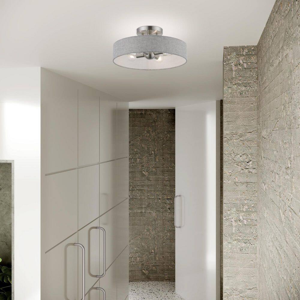 Elmhurst Modern 4-Light Semi-Flush Mount in Brushed Nickel & Shiny White
