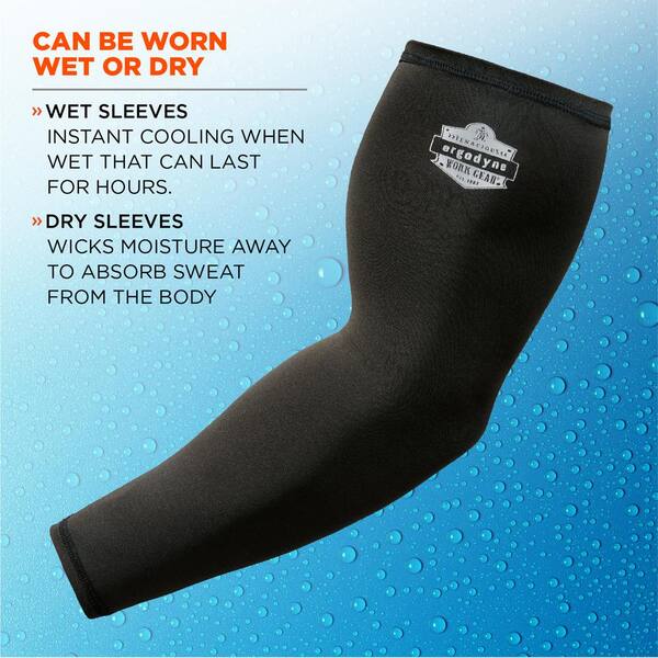 Ergodyne Chill-Its 6690 2XL Large Black Cooling Arm Sleeves 6690 - The Home  Depot