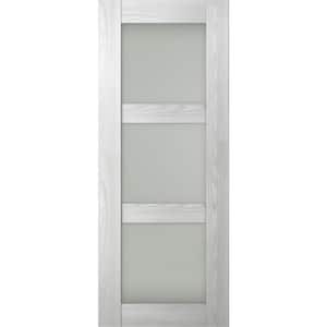 Vona 3Lite 18 in. x 80 in. No Bore 3-Lite Frosted Glass Ribeira Ash Composite Wood Interior Door Slab