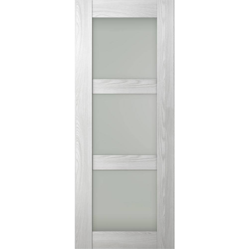 Vona 3Lite 24 in. x 80 in. No Bore 3-Lite Frosted Glass Ribeira Ash Composite Wood Interior Door Slab price history on PriceWatchPro