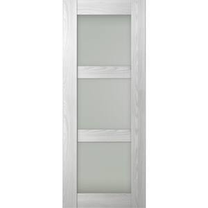 Vona 3-Lite 24 in. x 83.25 in. No Bore 3-Lite Frosted Glass Ribeira Ash Composite Wood Interior Door Slab