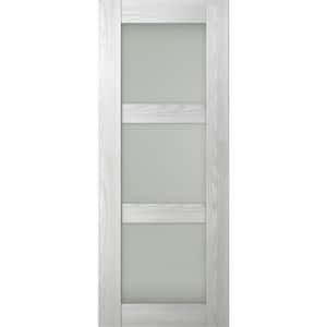 Vona 3-Lite 18 in. x 96 in. No Bore 3-Lite Frosted Glass Ribeira Ash Composite Wood Interior Door Slab