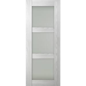 Vona 3-Lite 36 in. x 96 in. No Bore 3-Lite Frosted Glass Ribeira Ash Composite Wood Interior Door Slab