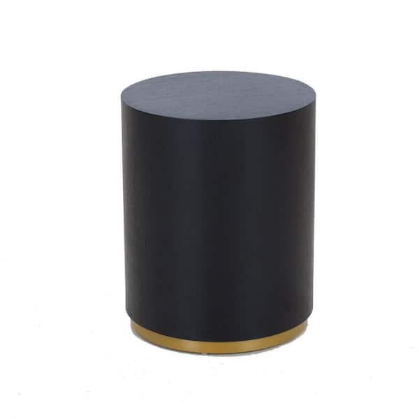 Unbranded 15.6 in. Black Round Wood Coffee Table with Gold Rim Bottom