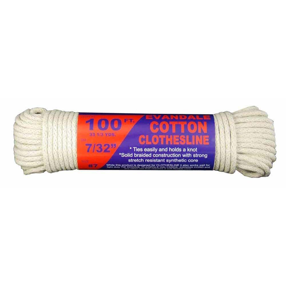 White Cotton Clothesline Cord, Laundry Line (0.19 in, 100 Feet, 2 Pack)