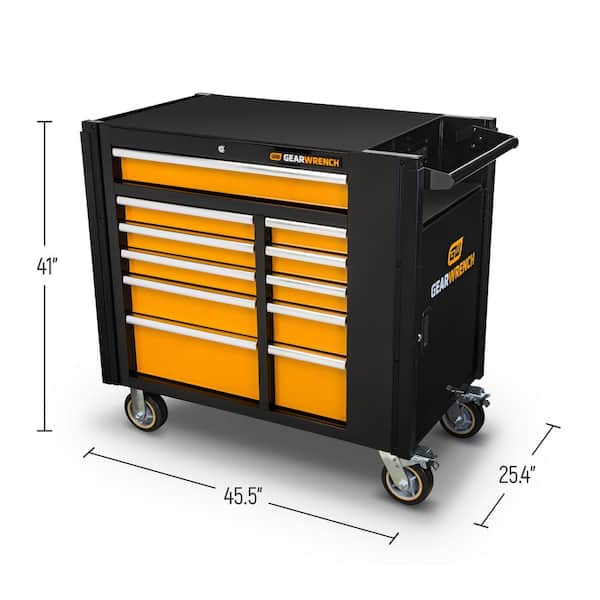 Apollo Tools 14 Inch Steel Tool Box with Deep Top Compartment and 2 Drawers  in Heavy-Duty Steel With Ball Bearing Opening and Powder Coated Finish 