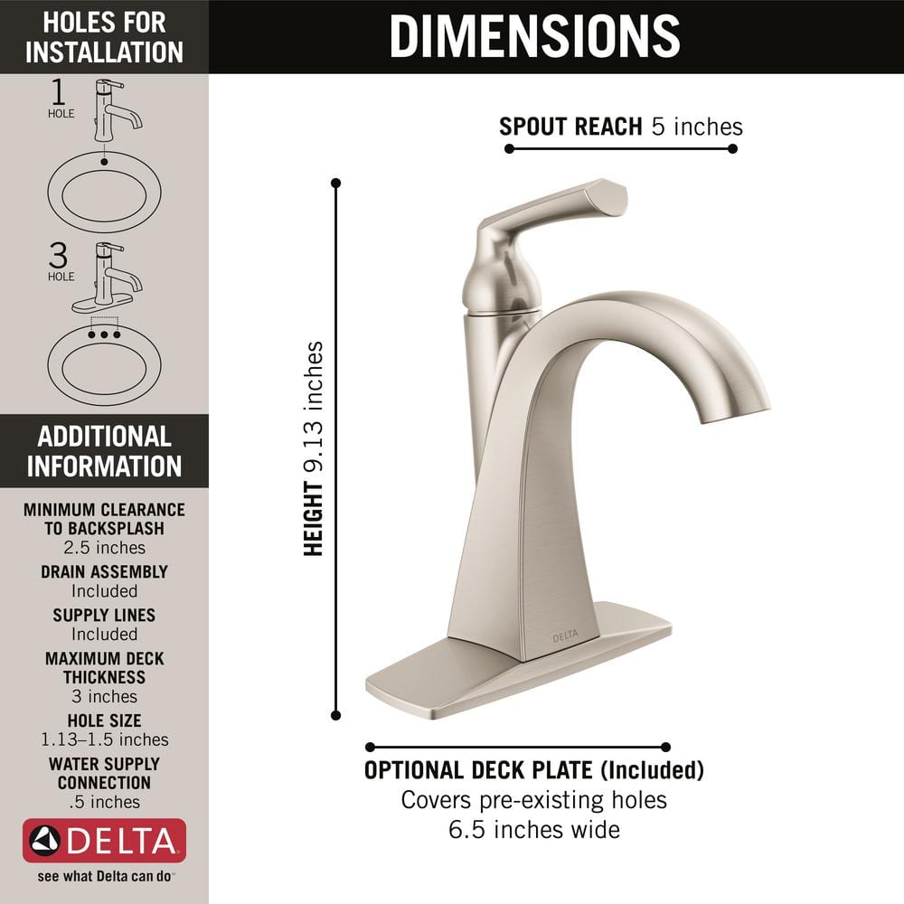 SpotShield Brushed Nickel Single Handle High Arc Bathroom Faucet
