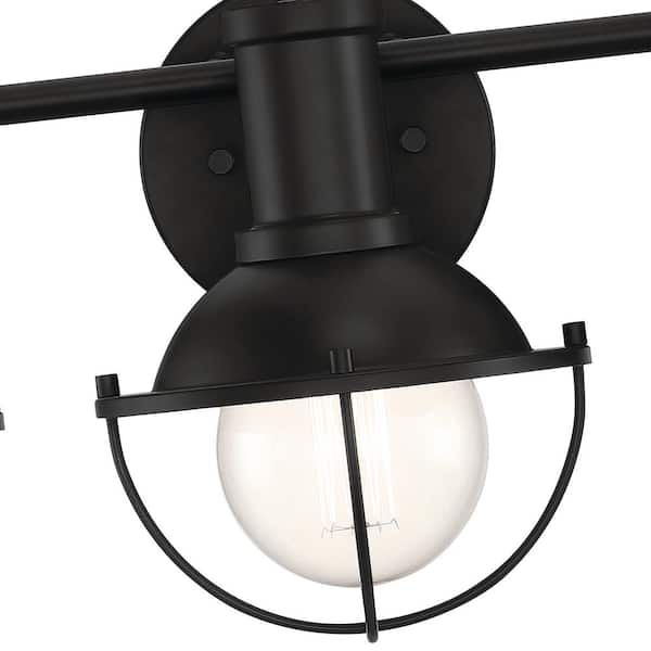 Designers Fountain - Dalton 23 in. 3-Light Matte Black Industrial Vanity Light with Open Cage Design
