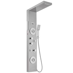 5-in-One 4-Jet Shower Panel Tower System With Rainfall Waterfall Shower Head,and Massage Body Jets in Chrome Nickel