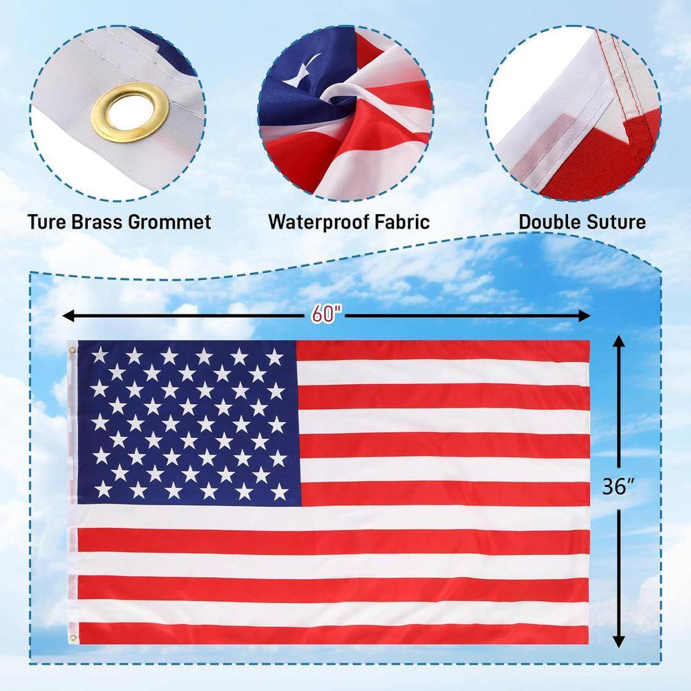 20FT Black Heavy Duty Aluminum Sectional Flagpole Kit with Golden Ball Topper