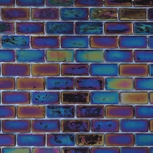Glass Tile Love Midnight Subway Black Mix 22.5 in. x 13.25 in. Iridescent Glass Patterned Mosaic Tile (9.68 sq. ft/Case)