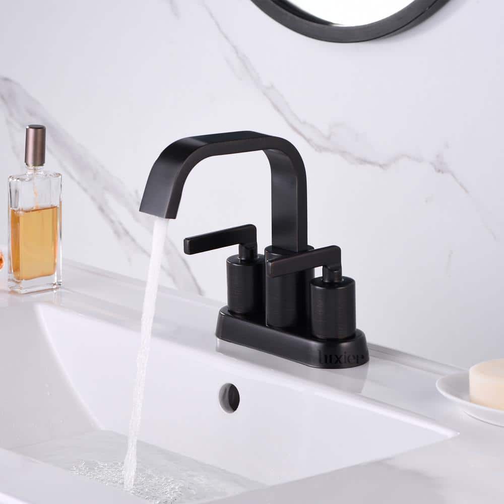 Oil Rubbed Bronze 4 in. Centerset 2-Handle Bathroom Faucet
