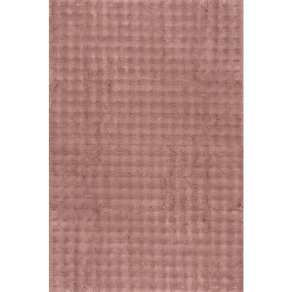 Ivana Checkered Plush Cloud Washable Burgundy 8 ft. x 10 ft. Indoor Area Rug