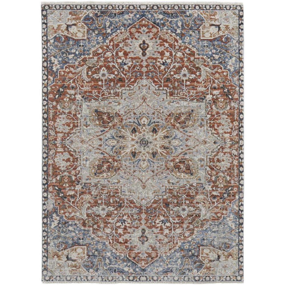 HomeRoots 12 ft. X 15 ft. Orange and Ivory Floral Area Rug 2000514036 ...