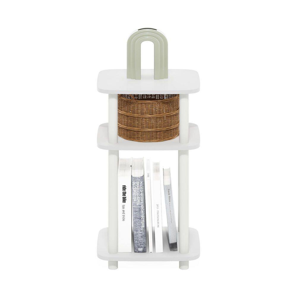 Just 13.15 in. White/White Rounded Rectangle Wood End Table - thumbnail 2