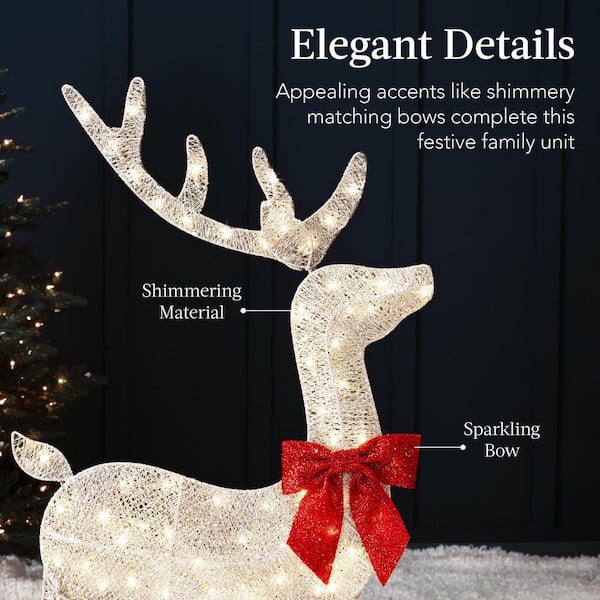 Best Choice Products 48 in. White LED Metal Deer Family Christmas