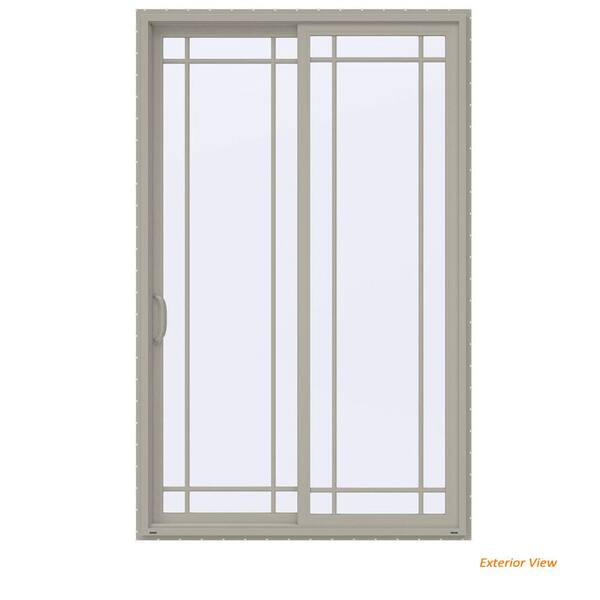 JELD-WEN 60 in. x 96 in. V-4500 Contemporary Desert Sand Vinyl Left-Hand 9 Lite Sliding Patio Door