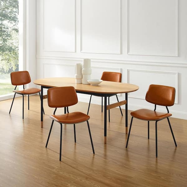Art Leon Amigo Brown Faux Leather Modern Bentwood Dining Side