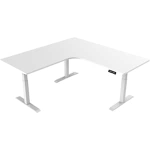 MXTARK 55'' x 24'' Stand Up Desk,Electric Height Adjustable Standing Desk, Adjustable Ergonomic Desk,Splice Board Home Office Computer Standing  Table,White Frame + White+Maple Top 