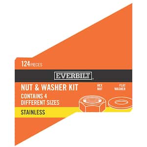 Stainless-Steel Nut and Washer Kit (124-Piece per Pack)