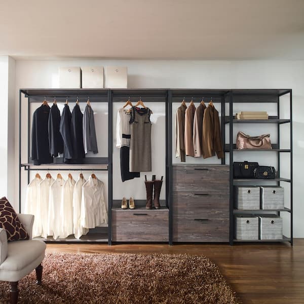 Klair Living Monica-D Monica 32 in. W Rustic Gray Wood Closet System Walk-in Closet With 5 Shelves - 2