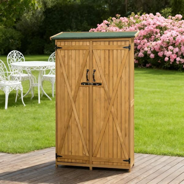 55 in. W x 64 in. H Wooden Garden Shed Storage Cabinet with
