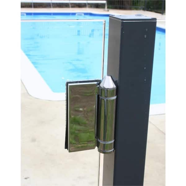 4-1/2 in Polished Stainless Steel Adjustable Spring-Loaded Pool Gate Hinge, Right-Hand Wall-to-Glass/Post-to-Glass Mount