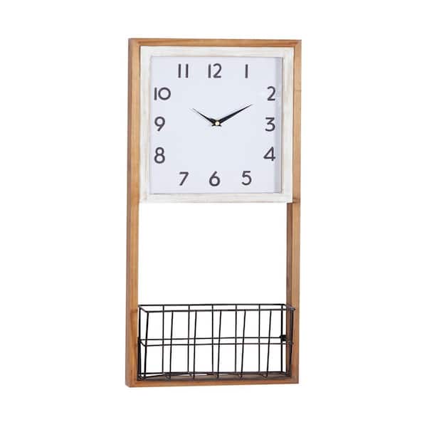 Litton Lane Brown Wood Farmhouse Wall Clock